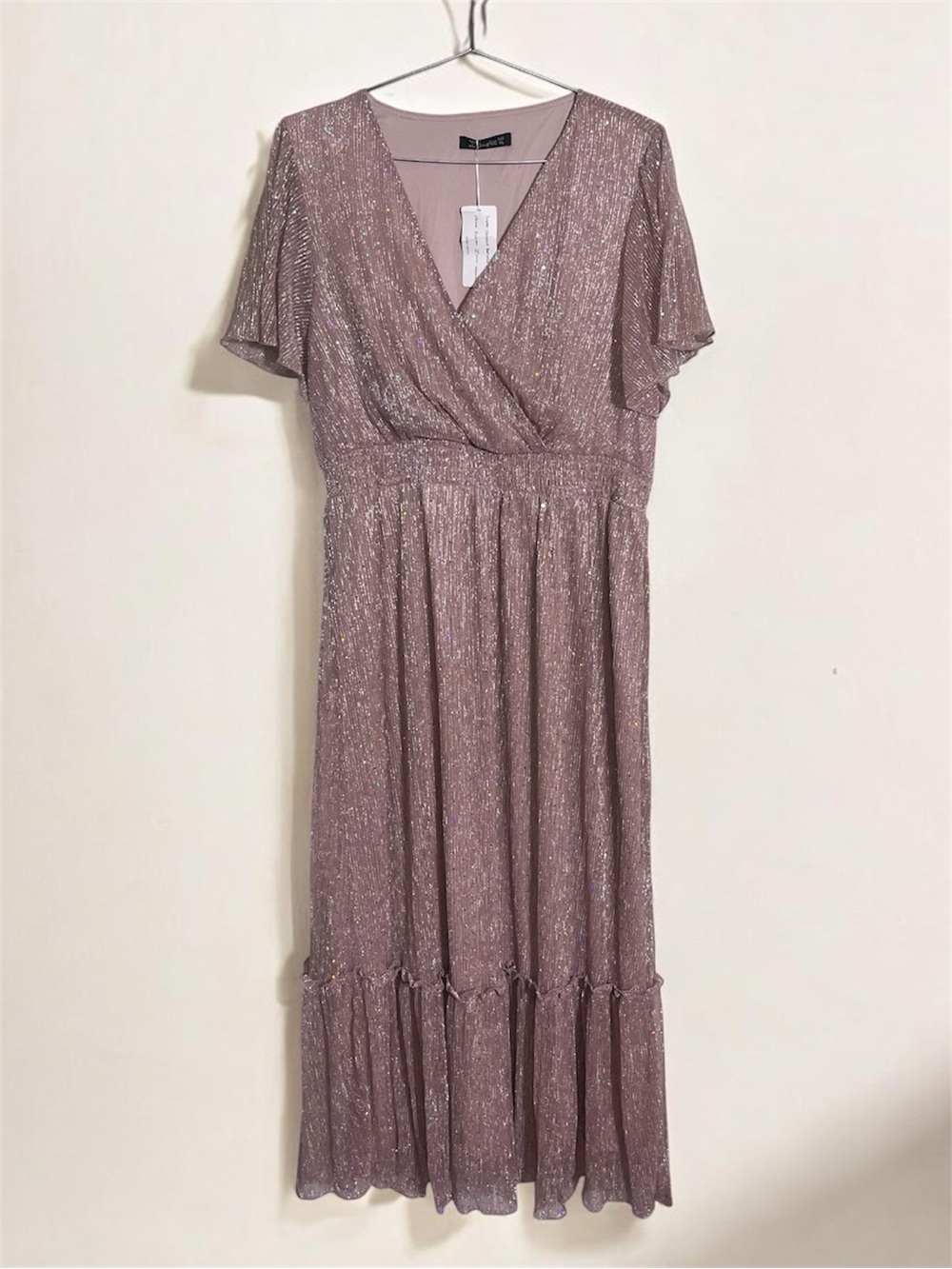 Simplee XL Mauve Glitter Wedding Guest Bridesmaid Maxi Dress NWT